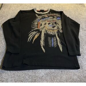 Avirex Sweater XL Black Indian Chief Head Graphic Vintage 90 Streetwear Hip Hop